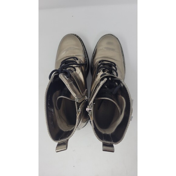 Women's Michael Kors Vivia Nickle Metallic Buckle Lace Leather Combat Boot - Picture 3 of 10